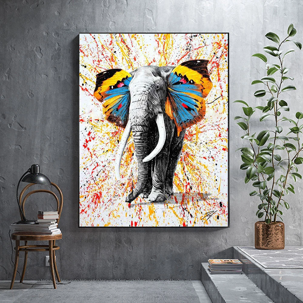 

Tropical Animal Elephant Canvas Painting Wall Graffiti Posters and Prints Modern Living Room Passage Home Decor Painting