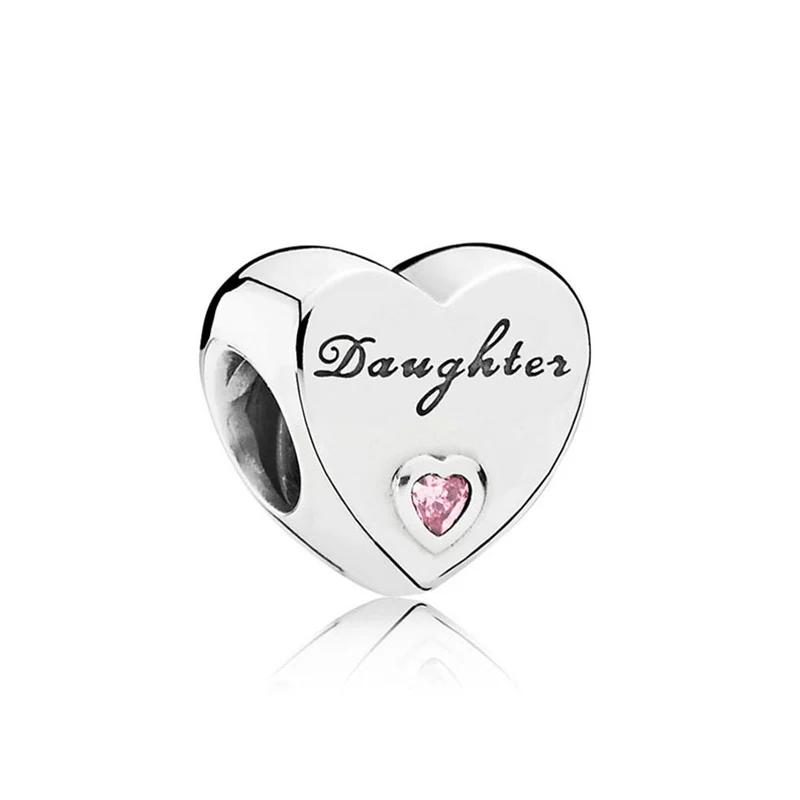 

Authentic 925 Sterling Silver Bead Daughter's Love Heart Charm Fit Pandora Women Bracelet Bangle Gift DIY Jewelry