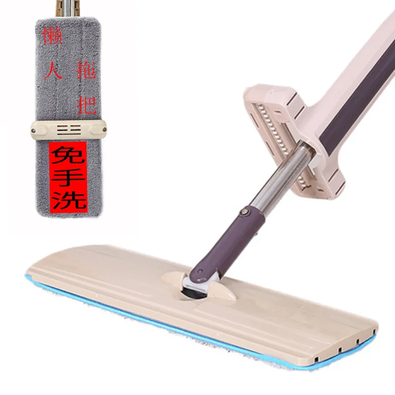 Hand-free flat mop widened 12*36cm and reinforced household portable lazy rotary with 2 pad cleaning tools |