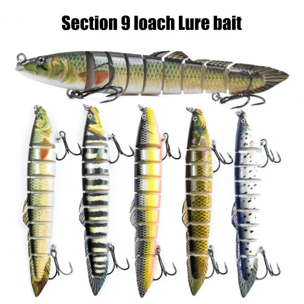 

13cm/21.5g Lure 9 Segments Sinking Mud Fish Lure Barbed Multi Jointed Artificial Bait With Treble Hook Fishing Accessory