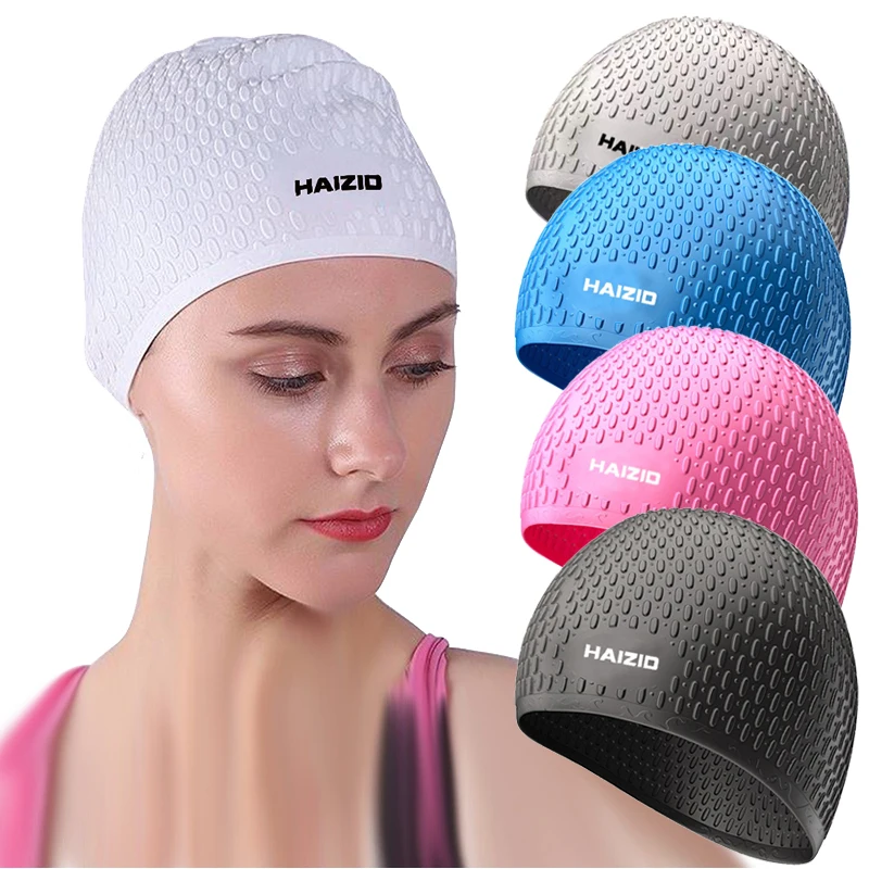 

Silicone Rubber Swimming Caps For Men Women Elastic Ear Protection Long Hair Swimming Pool Hat Waterproof Ultrathin Bathing Caps