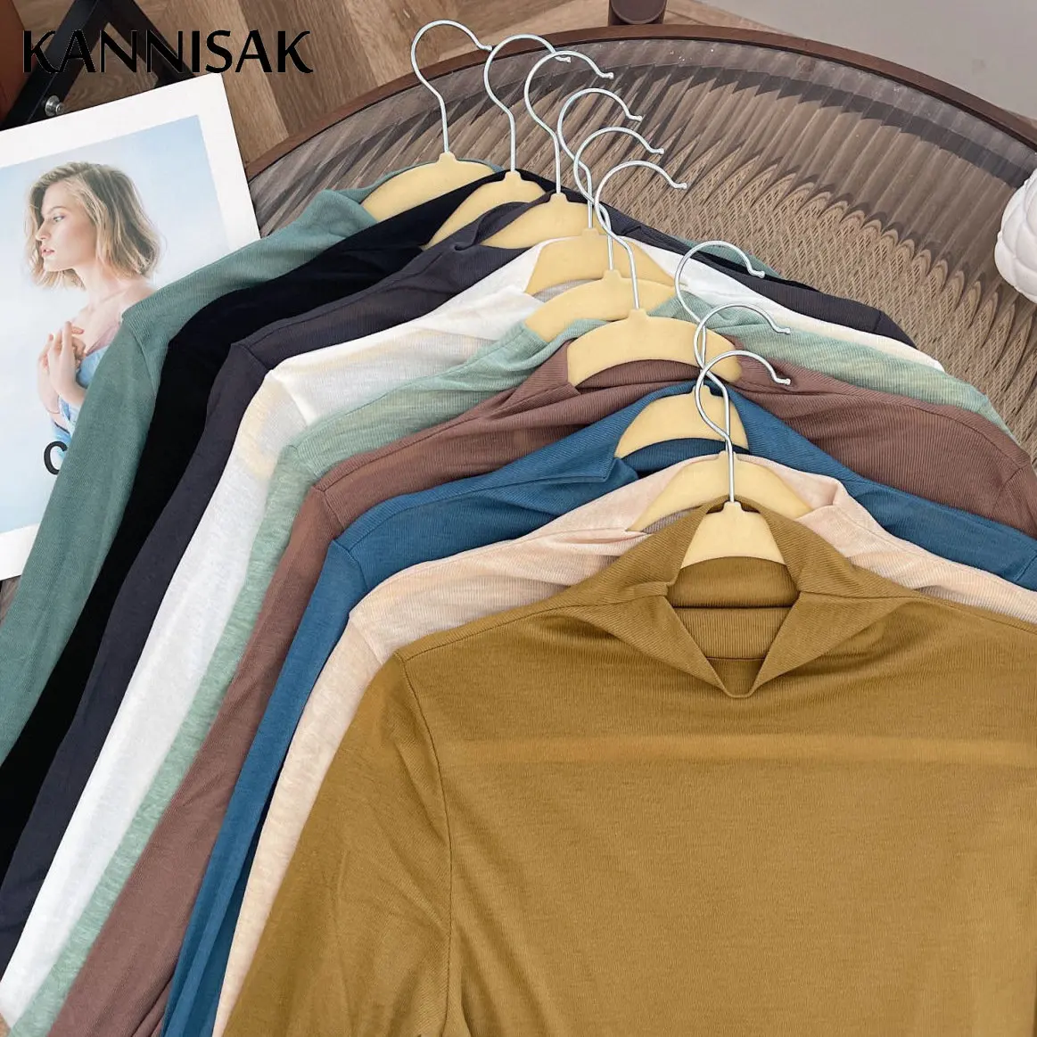 

Женские футболки Водолазка с длинным рукавом Осень-Зима мягкий джемпер модная Корейская тонкая футболка с высоким воротником теплая одежда