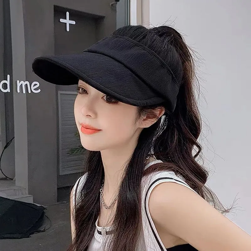

New Summer Candy Color Empty Top Women Hats Simple Bbreathable Long Brim Ponytail Caps Casual Sports Golf Beach Baseball Cap
