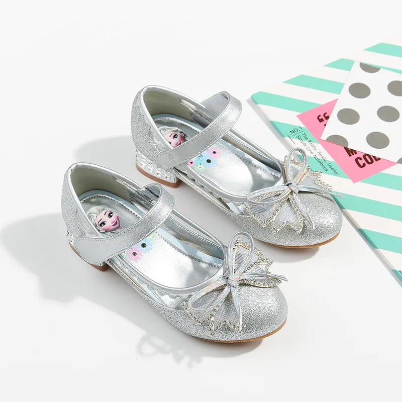 

Disney Girls Casual Shoes Spring New Baby Single Shoes Children High-heeled Princess Elsa Dress Shoes