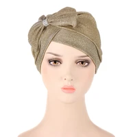 2022 new multicolor bright bowknot turban forehead glitter cross female head wraps muslim headscarf bonnet islamic headwear