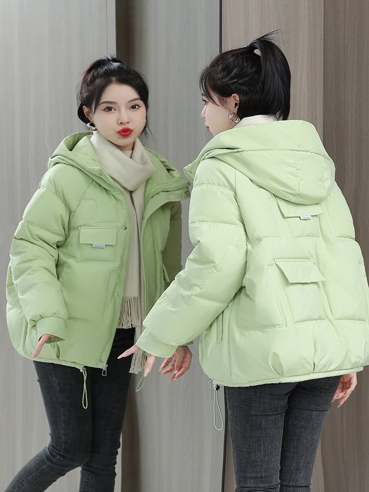 women's parka coat fashion loose cotton down jacket winter fashion soft and thick leisure hooded collar women's jacket