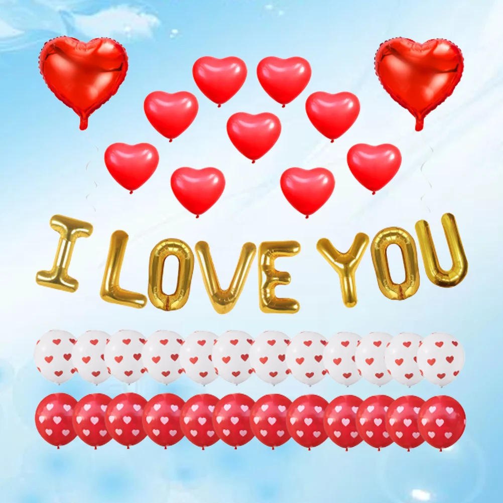 

46pcs Balloons Aluminum Heart Shape Decorative Romantic Layout for Wedding