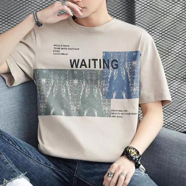 W2660- Comfortable modal cotton short sleeve t-shirt men's slim fit solid color round neck elastic bottoming shirt