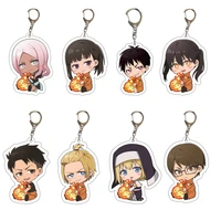 anime keychain fire force keychain accessories anime cartoon figure double side acrylic pendant keyring fans girl gifts