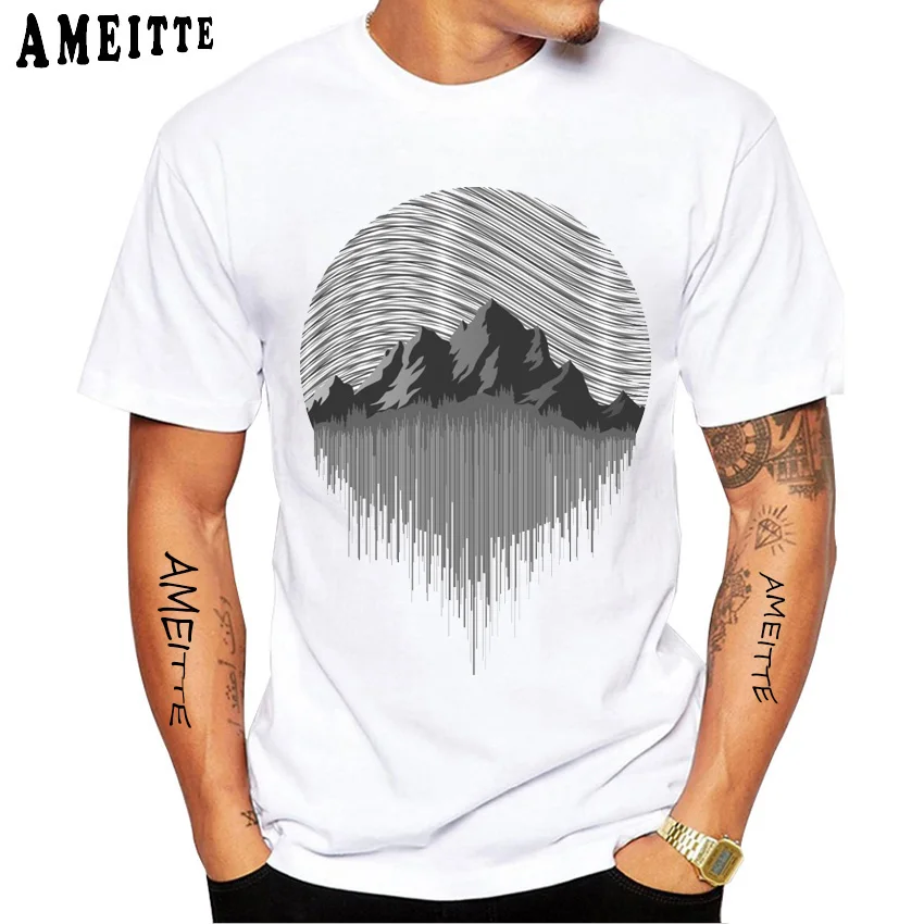 Футболка мужская с геометрическим принтом Повседневная рубашка коротким