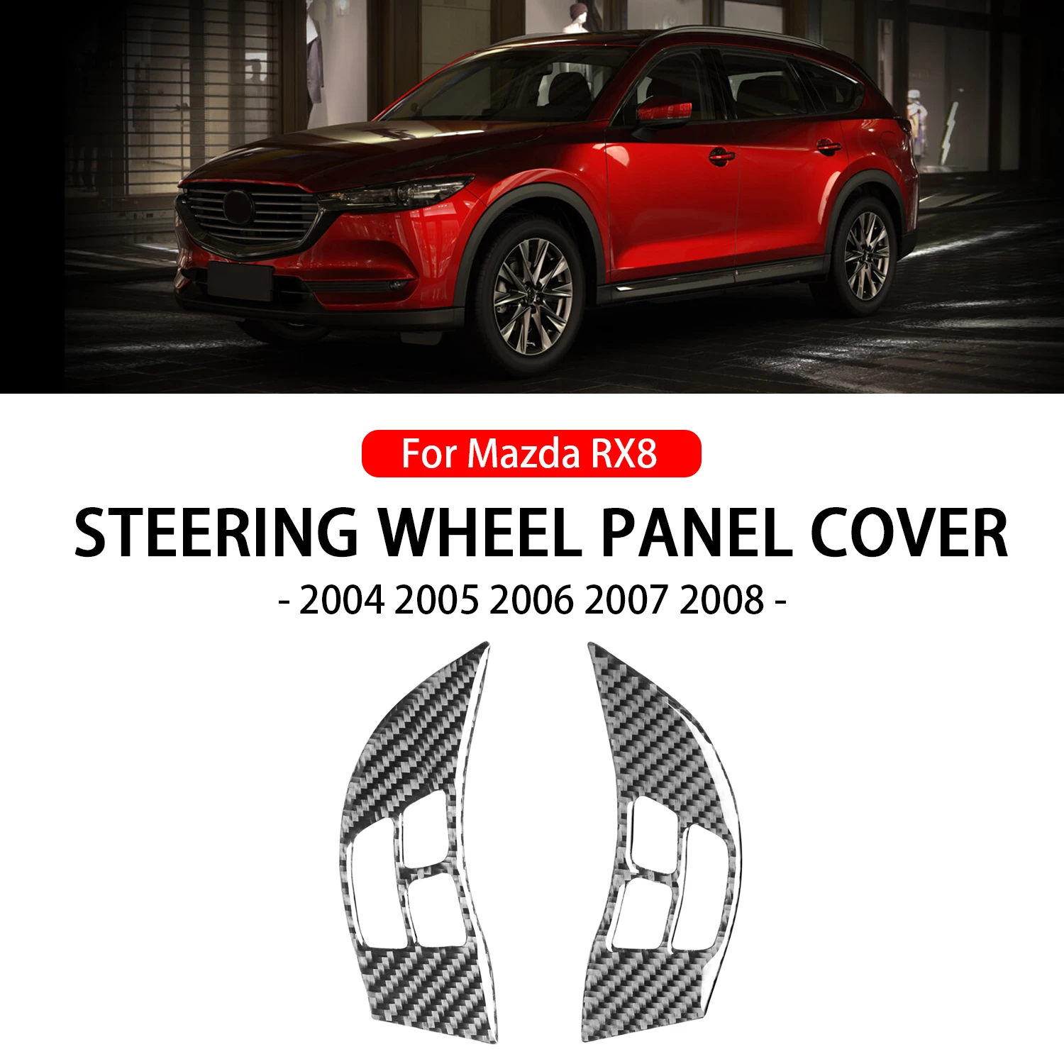 

For Mazda RX8 RX-8 JM1FE 2004-2008 Real Carbon Fiber Steering Wheel Panel Cover Trim Sticker Car Accessories Interiors