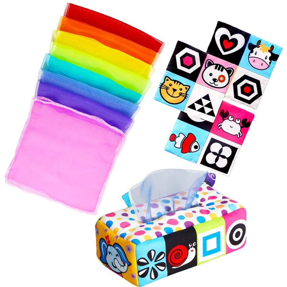 

Toy Tissue Box Toys Baby Montessori Sensory Babies Infant Kids Crinkle Cognitive Scarves Plaything Toddlers Learning Educational