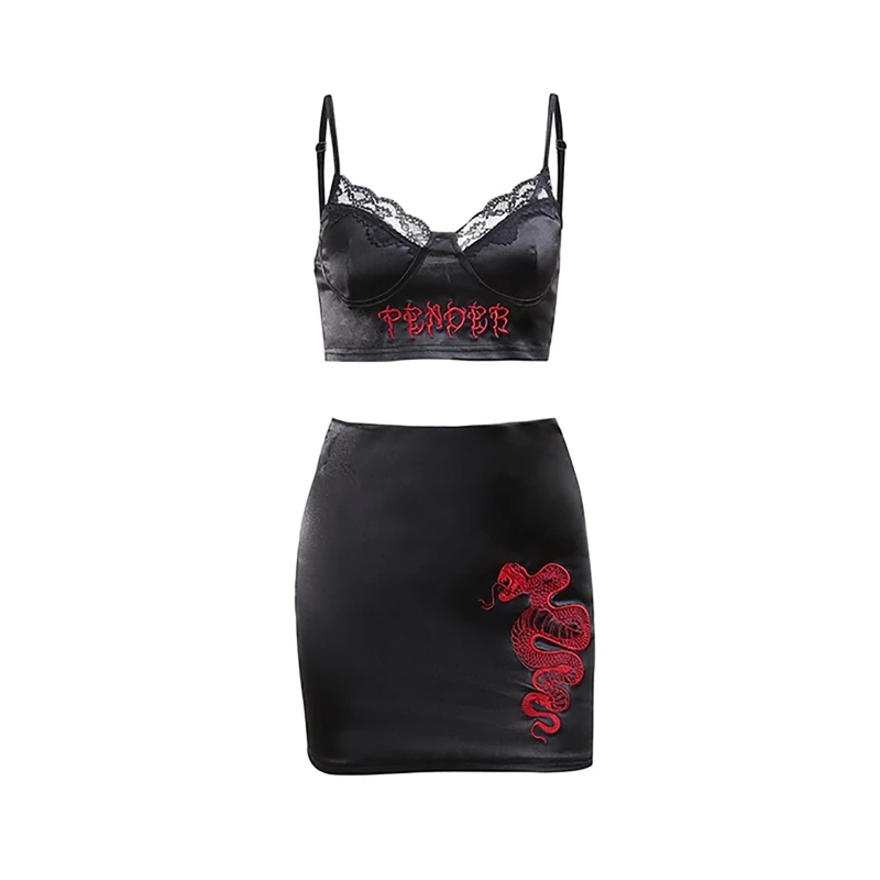 Женский сексуальный комплект из 2 предметов укороченный топ на бретельках с