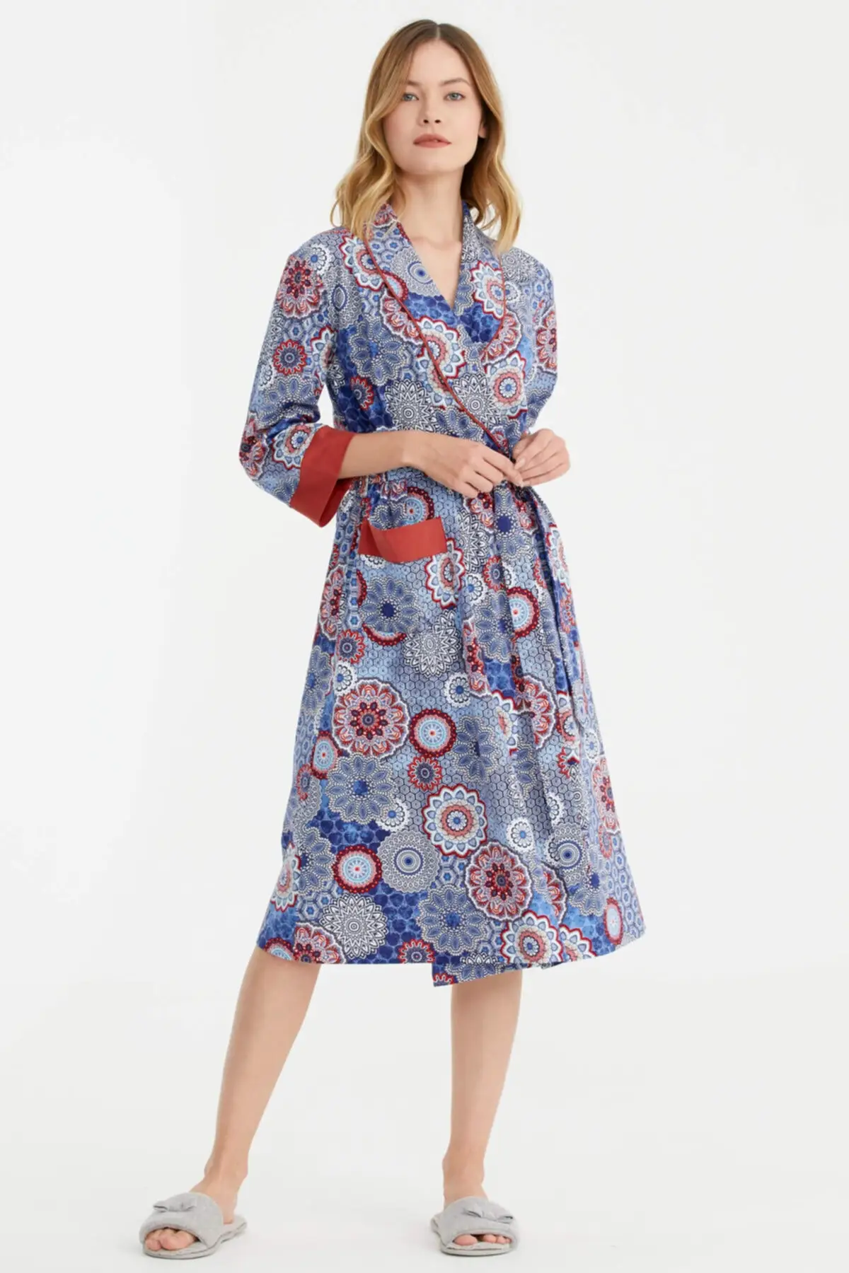 

Dressing Gown Color pattern Shawl Collar - Orange Fashion Robe Robe Robe Robe Sexy Peignoir Kimono Bride Sleepwear Night Gown