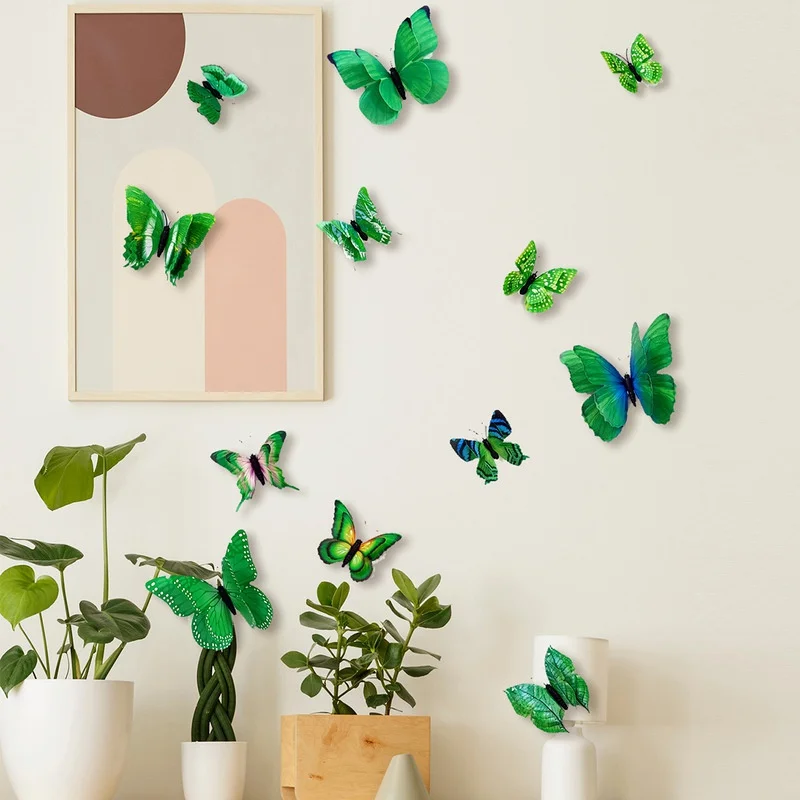 

12Pcs Butterflies Wall Sticker Decals Stickers on The Wall New Year Home Decorations 3D Butterfly PVC Wallpaper for Living Room