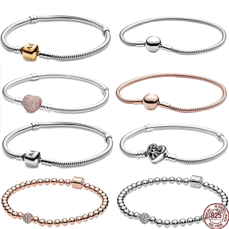 

Браслет из серебра 925 пробы с бусинами под розовое золото