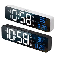 electronic clock 2400mah music led digital alarm clock temperature date display desktop mirror clocks home table decoration 2022