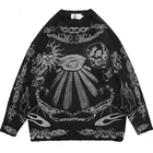 Мужскойженский винтажный свитер в стиле Харадзюку, Трикотажный Хлопковый пуловер оверсайз в стиле ретро с изображением черепа и граффити, Осень-зима 2022