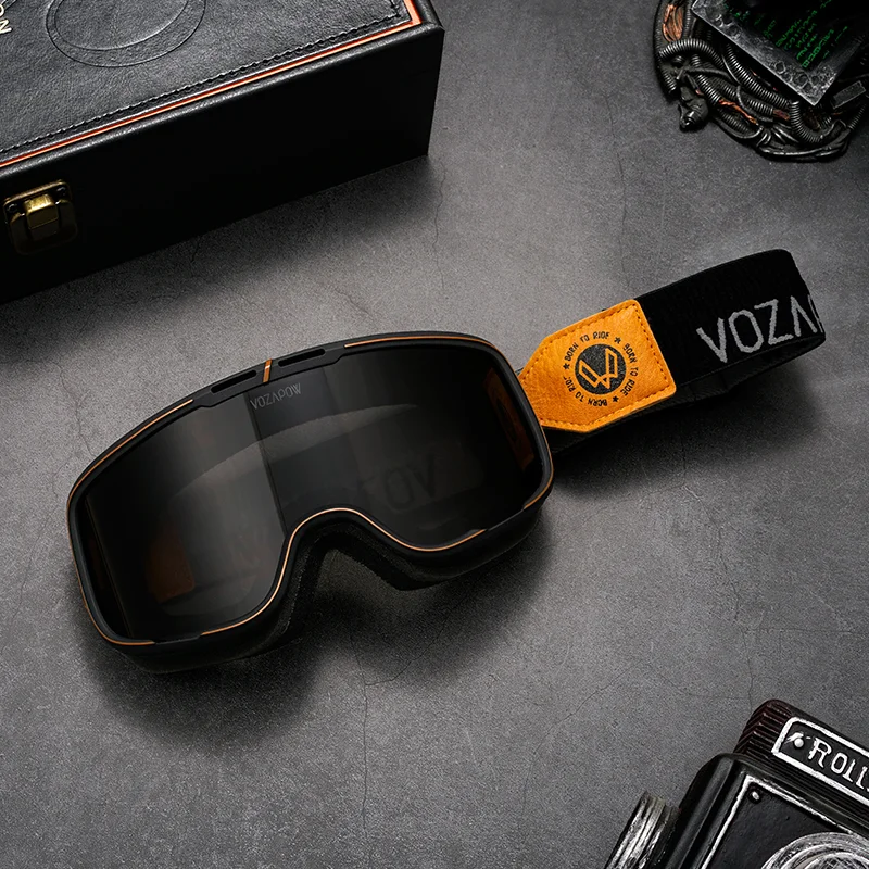 

VOZAPOW Vintage Motorcycle Goggles Anti Impact UV Protection Motocross Goggles Glasses For Outdoor Cycling