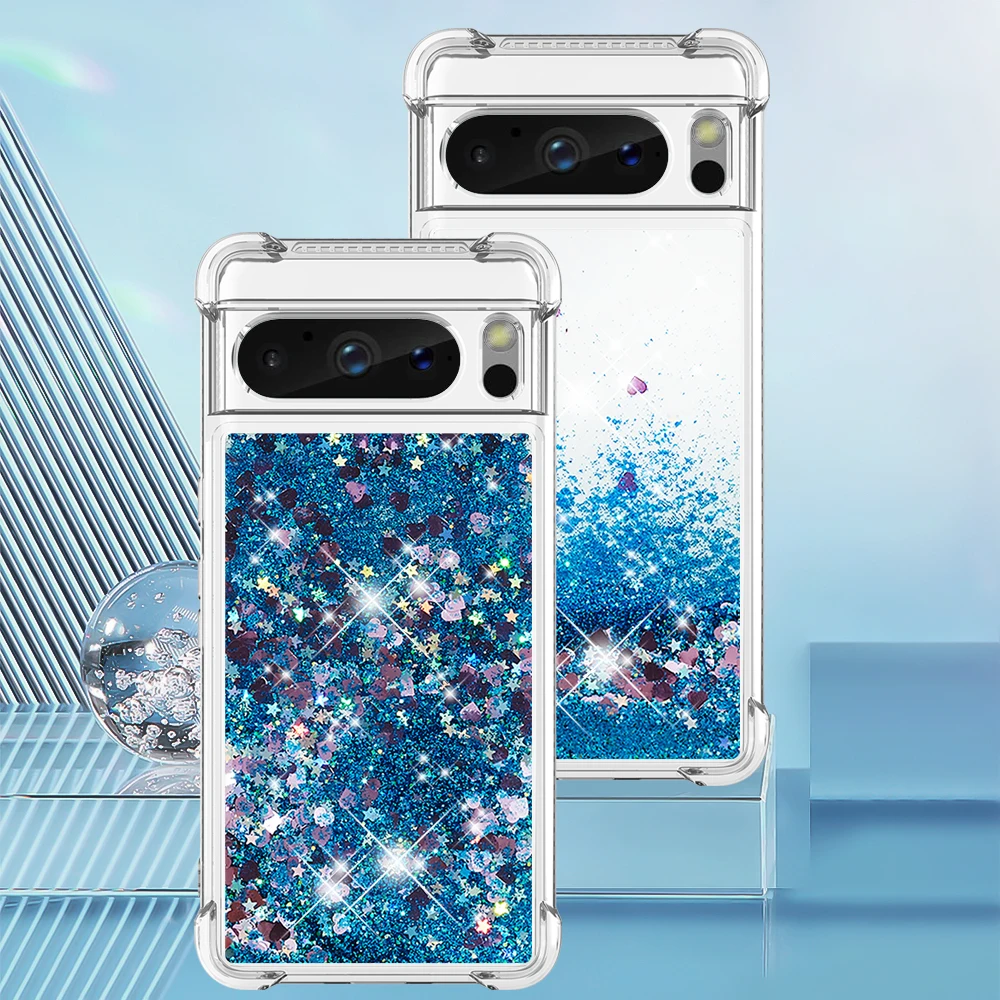 

For Google Pixel 8 Pro Case Liquid Glitter Quicksand Shockproof Silicone TPU Phone Cover For Google Pixel8 Pixel 7a Coque Capa