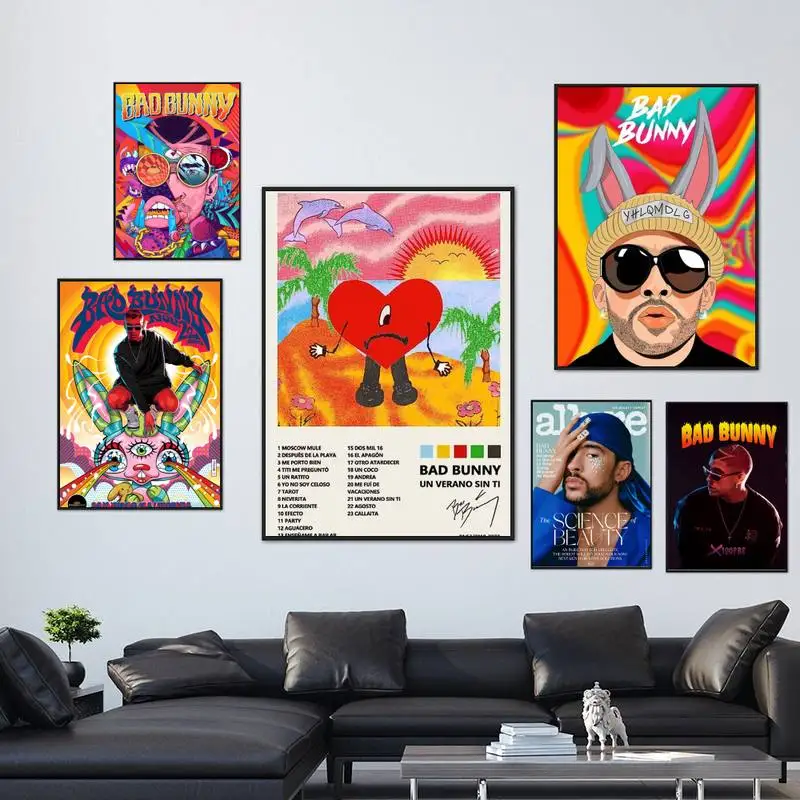 

B-Bad-B-Bunny Album POSTER Picture Prints Fashion Wall Canvas Art Kitchen Decor