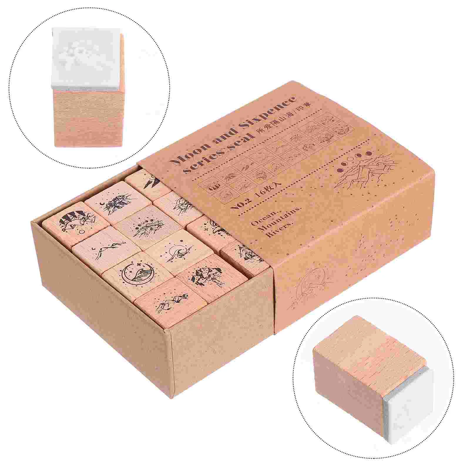 

16 Pcs Wooden Seal DIY Stamper Scrapbook Scrapbooking Set Craft Tool Cards Making Handbook Decorative Child