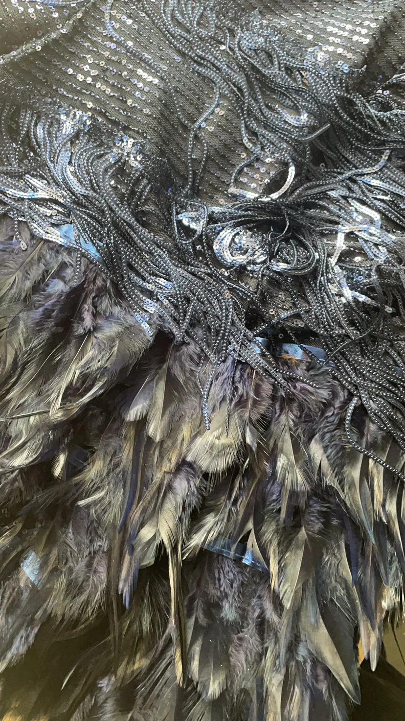 Sexy Tassel Sequins Feather Mini Dress Women Fashion Spaghetti Strap Stitching Dresses Female Elegant Evening Party Club Dress