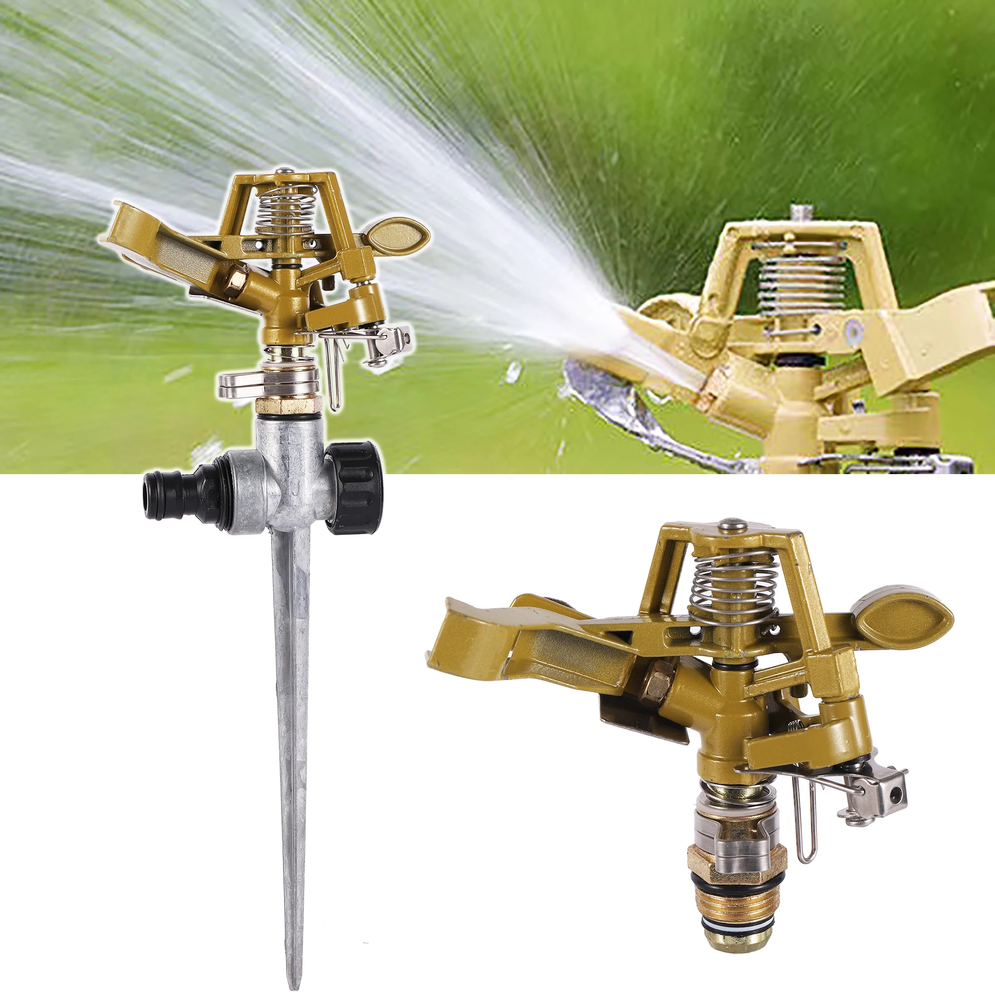 1/2"Male Thread Rotating Rocker Sprinkler Adjustable Impact Sprinkler Lawn Garden Park Orchard Field  Irrigation Watering Nozzle