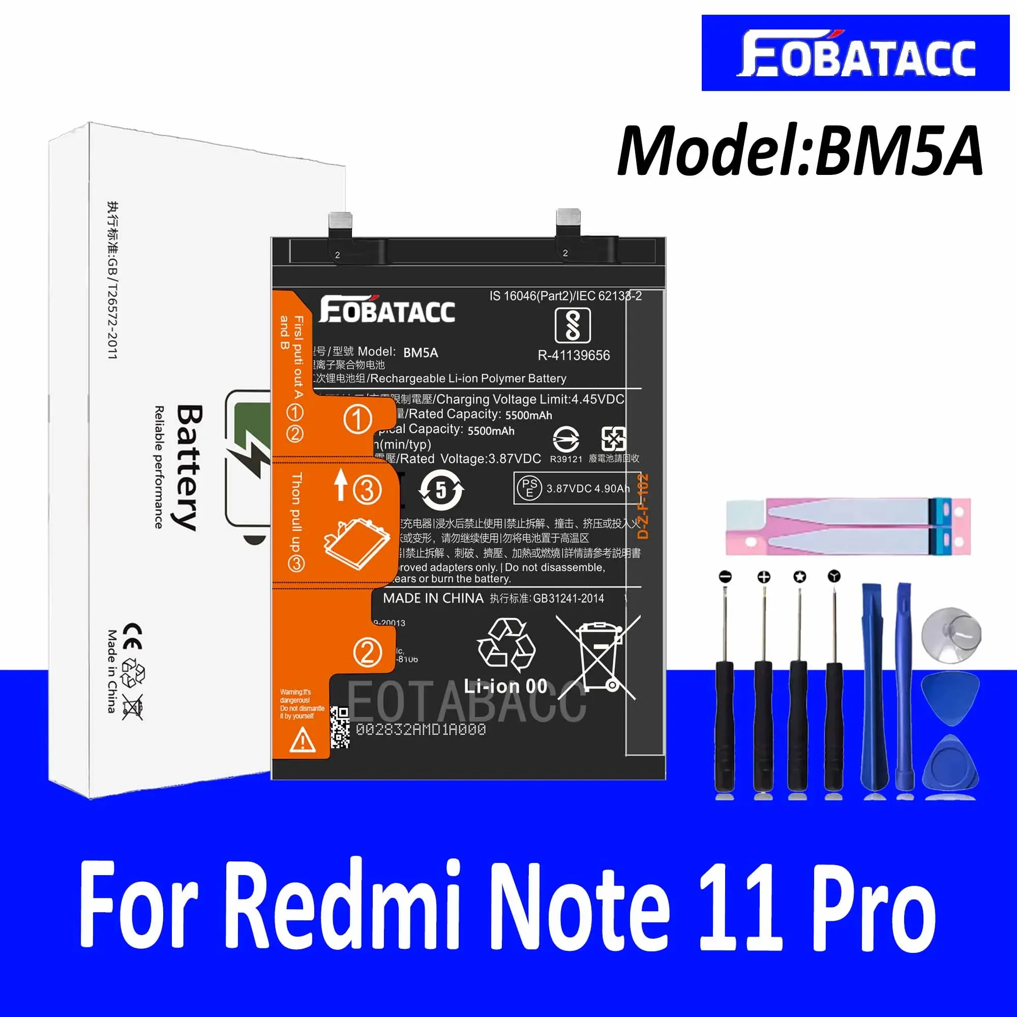 EOTABACC 100% Новый оригинальный аккумулятор BM5A для XIAOMI Redmi Note 11 Pro Аккумулятор +