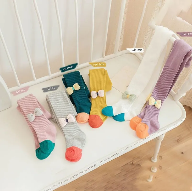 

Детские колготки; Милые хлопковые носки с бантом для маленьких девочек; Сезон весна-осень; Новинка 2022 года; Детские трикотажные колготки