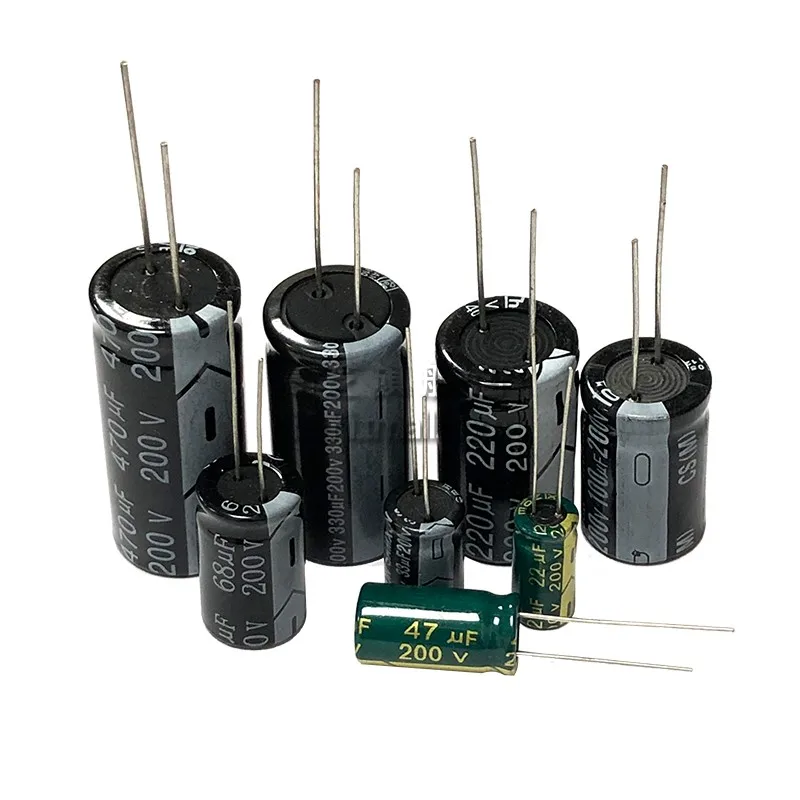 Фото 200v 22uf 33uf 47uf 68uf 100uf 220uf 330uf 470uf алюминиевые электролитические конденсаторы 200wv 200vdc 220v100uf 200v220uf 200v330uf №1
