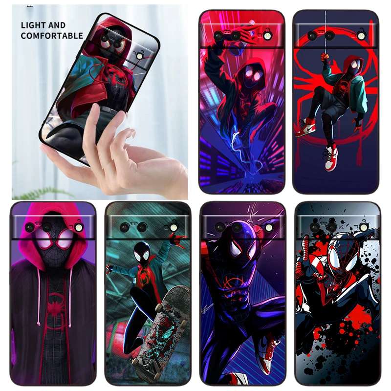 

Marvel Super Spiderman Phone Case For Google Pixel 7 6 Pro 6A 5A 5 4 4A XL 5G Black Shell Soft TPU Cover Fundas Coque Capa