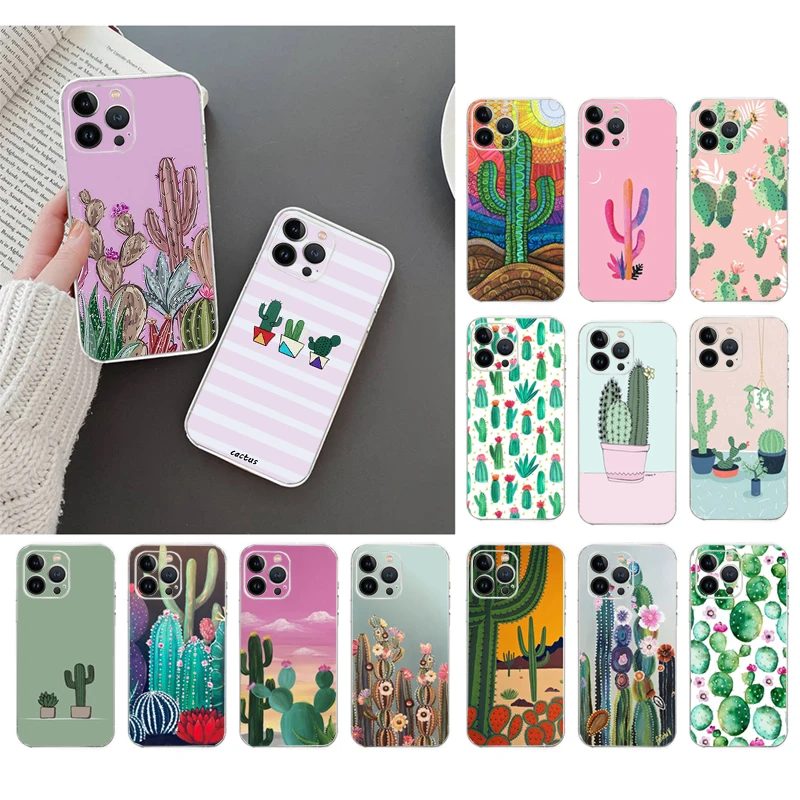 

Phone Case For iphone 14 Pro Max 13 12 11 Pro Max XS Max XR X 12mini 7 8 14 Plus SE Cactus Case Funda Capa Cell