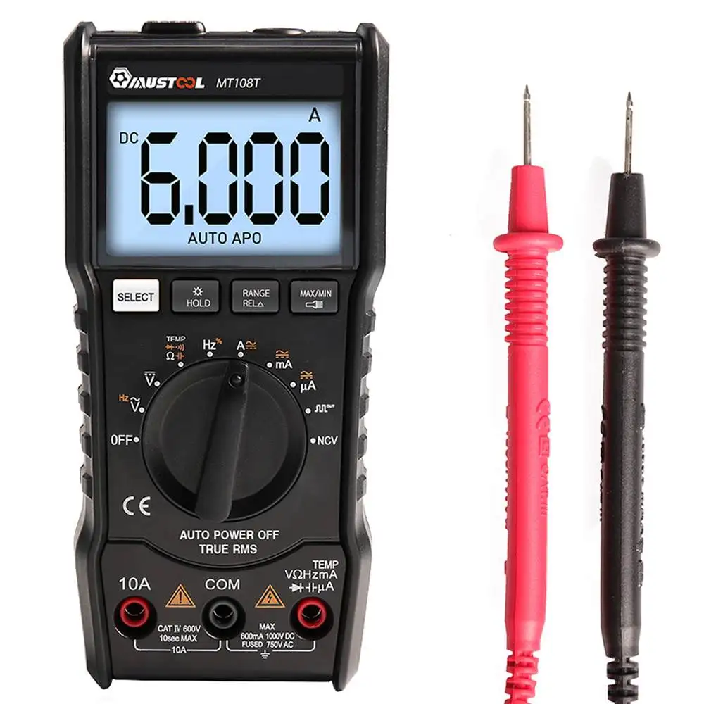 

Цифровой мультиметр mustools MT108T, 6000 отсчетов, True RMS, Бесконтактный индикатор температуры, электронный измеритель с квадратной волной и фоновой ...
