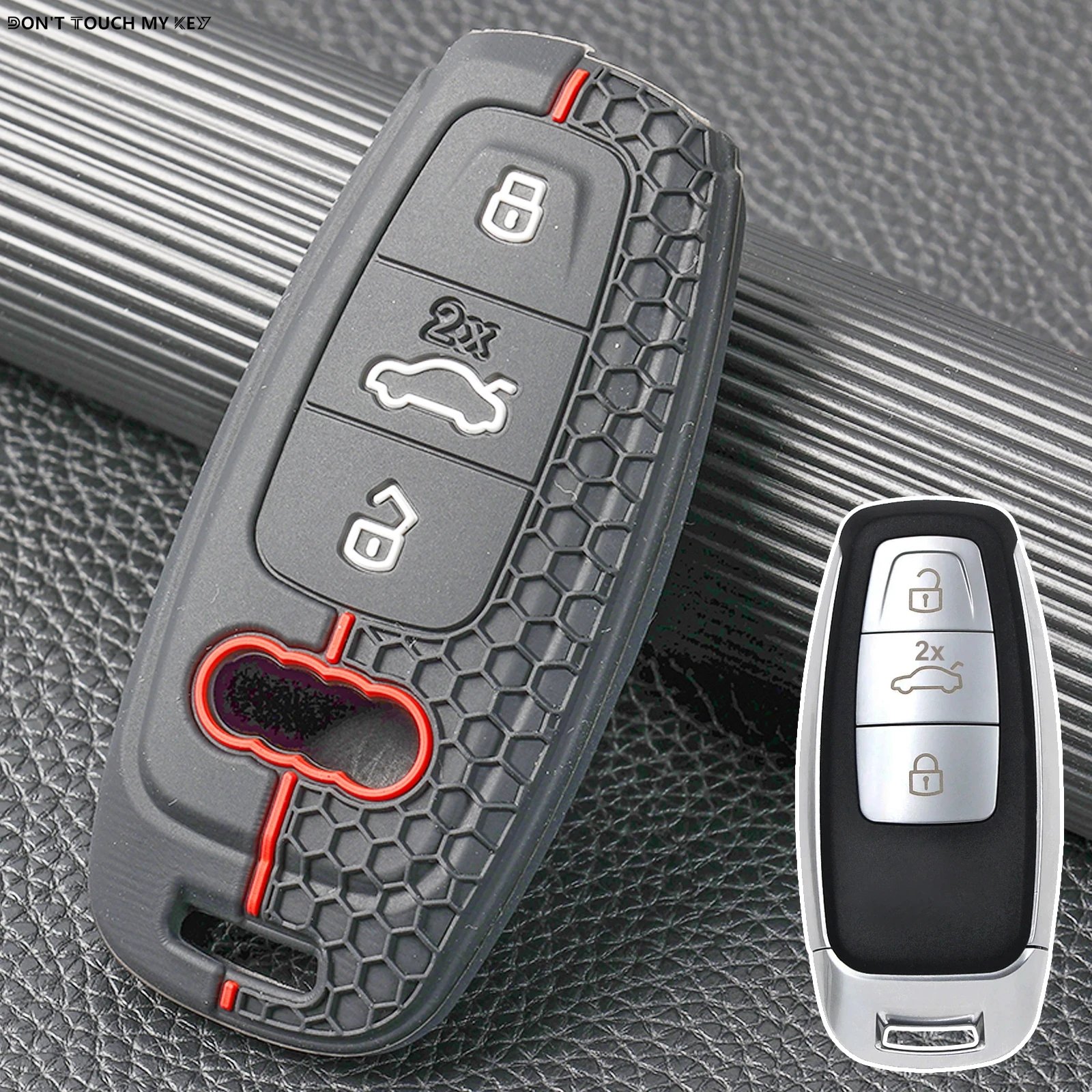 

Для Audi A3 A6 A7 Q8 Q7 S7 S6 RS6 RS7 SQ7 SQ8 2021 2022 Пульт дистанционного управления Силиконовый 3-кнопочный брелок-цепочка Кольцо Чехол Держатель Защитный чехол