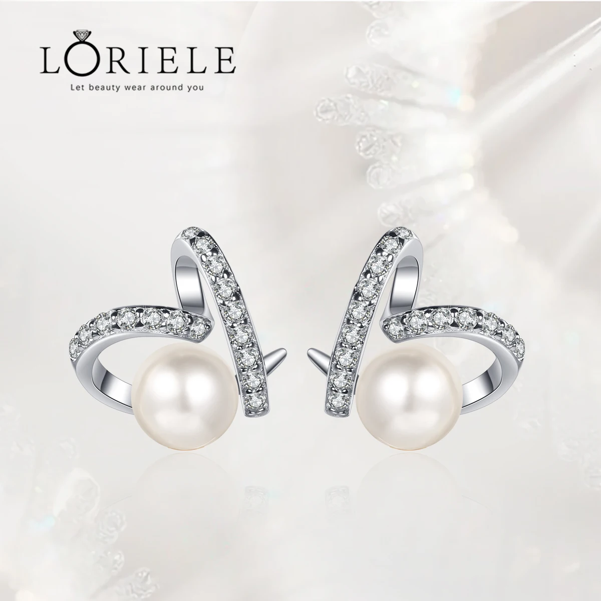 

LORIELE WhitGold Moissanite 100% Freshwater Cultured Pearl Earrings for Women Stud Earrings 925 Sterling Silver Heart Ear Studs