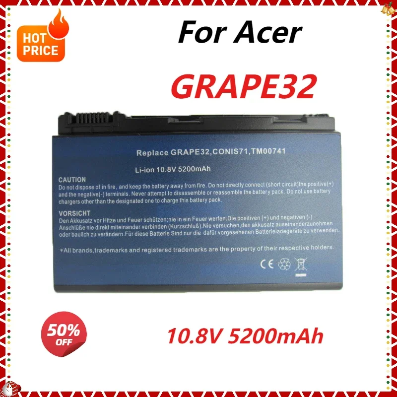 Аккумулятор GRAPE32 емкостью 5200 мАч для Acer Extensa 5220 5235 5620 5630 7620 TravelMate 5320 5520 5720 7720 7520 6592