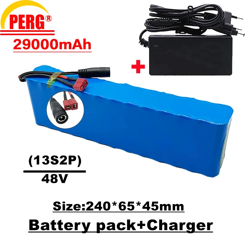 

48V lithium-ion battery pack, 18650 battery 13s2p, 29000 mAh, XT60 plug or T plug, built-in BMS, suitable for electric bicycles
