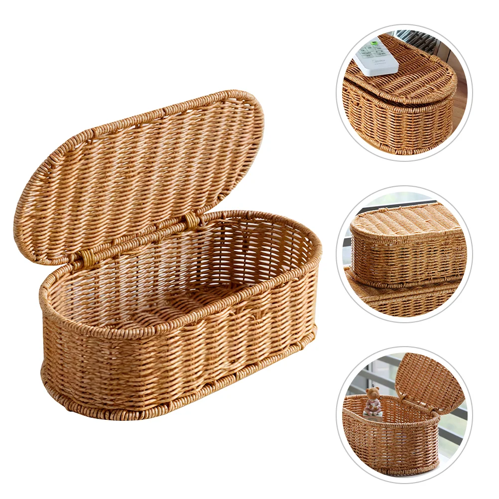 

Silverware Tray Rattan Storage Box Woven Basket Bin Multipurpose Decorative Rustic Sundry Container