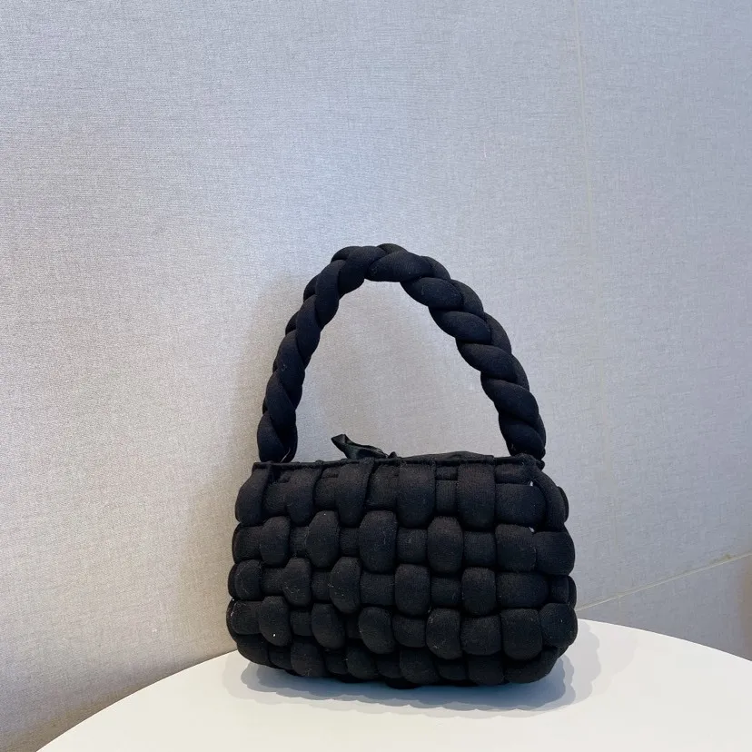 

New Macaron Woven Solid Color Portable Bag for Women Simple Fashion High Brand Shoulder Underarm Bag Handbag for Ladies