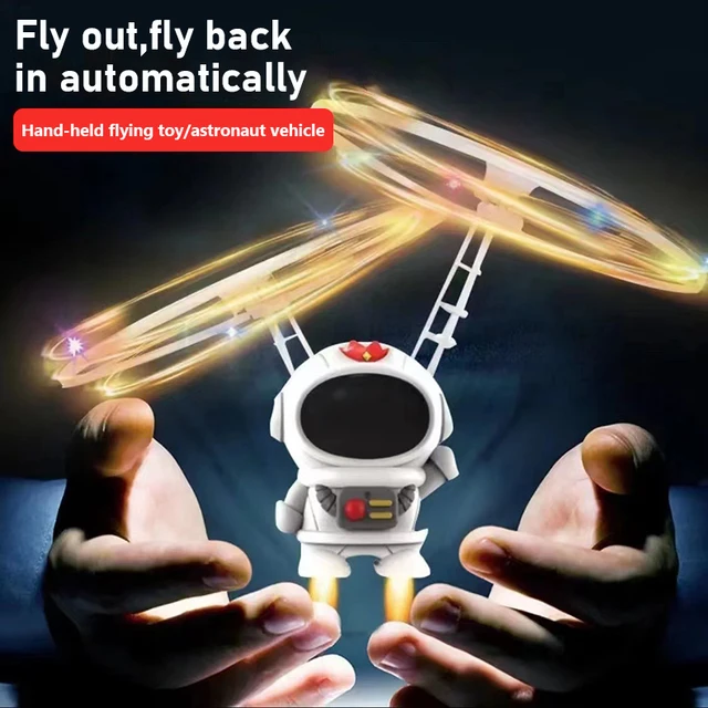 Flying Robot Astronaut Toy Aircraft High-Tech Hand-Controlled Drone Interactive Dual Wings with Lights Outdoor GiftS for Kids 2
