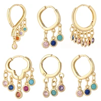 boho bohemian colorful womans piercing earrings korean fashion tassel earrings female gold color pave cz party earrings trend