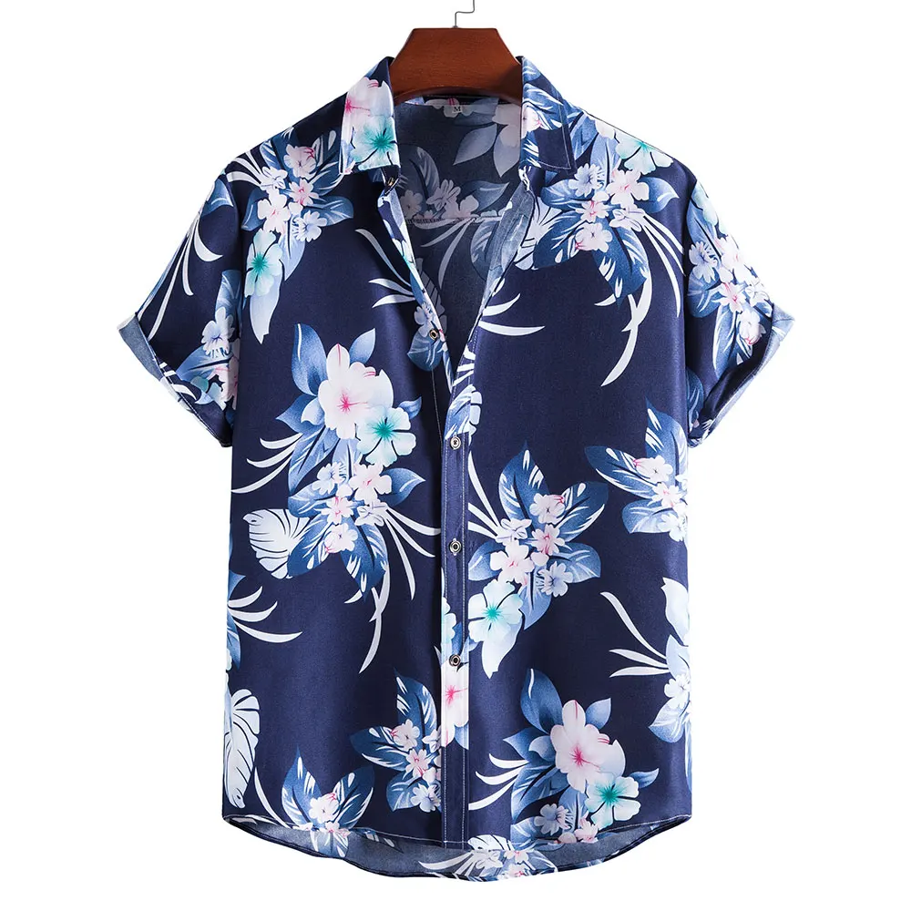 

Гавайская рубашка мужская быстросохнущая, модная повседневная Пляжная сорочка с короткими рукавами, с цветочным принтом, Азиатские размеры, лето 2022