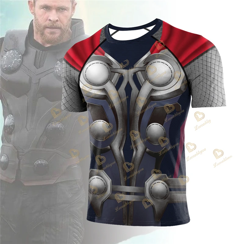 

Running Shirts Disney Thor Jersey Sportswear Men's Running T-Shirts Quick Dry Compression Sport T-Shirts Fitness Gym