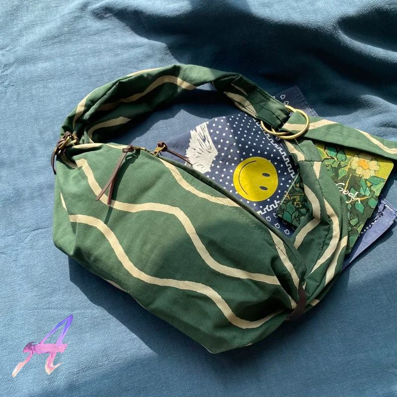 

Kapital Bags Japanese Men Women Couples Vintage Green Corrugated Shoulder Bag