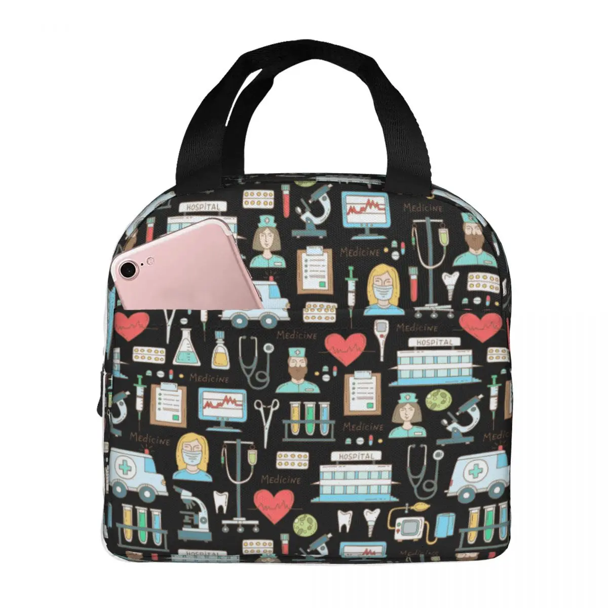 

Lunch Bags for Women Kids Doctors Nursing Nurse Thermal Cooler Waterproof Work Oxford Tote Handbags