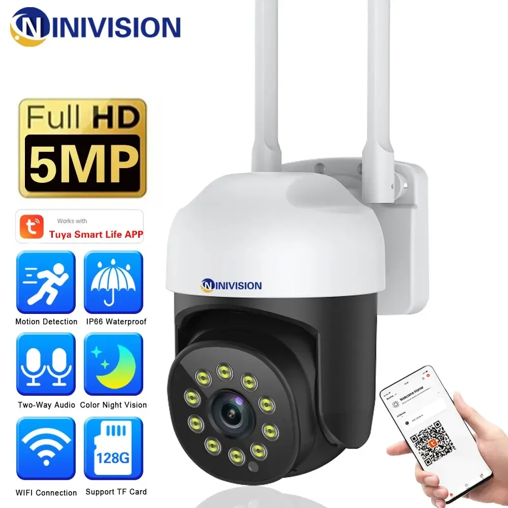 

5MP Tuya Smart PTZ Wifi IP Camera Auto Tracking Wireless Security Cam Outdoor External Street PTZ CCTV Surveillance Camera