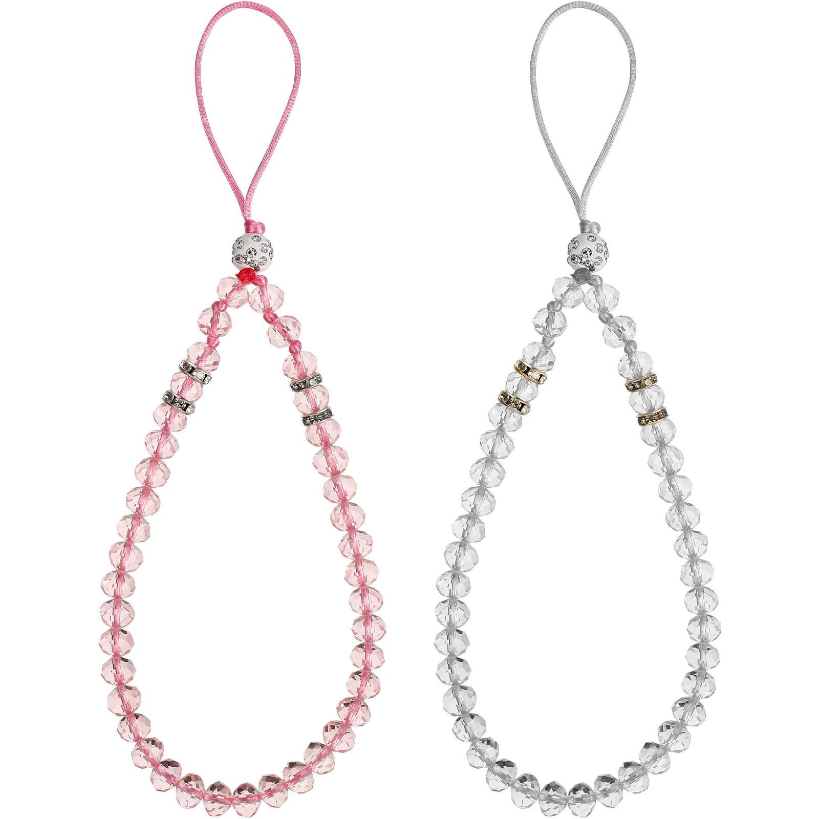 

2 Pcs Wrist Strap Lanyard Black Lanyard Rhinestone Lanyard Charm String Beaded Lanyard Rhinestones Chain Strap