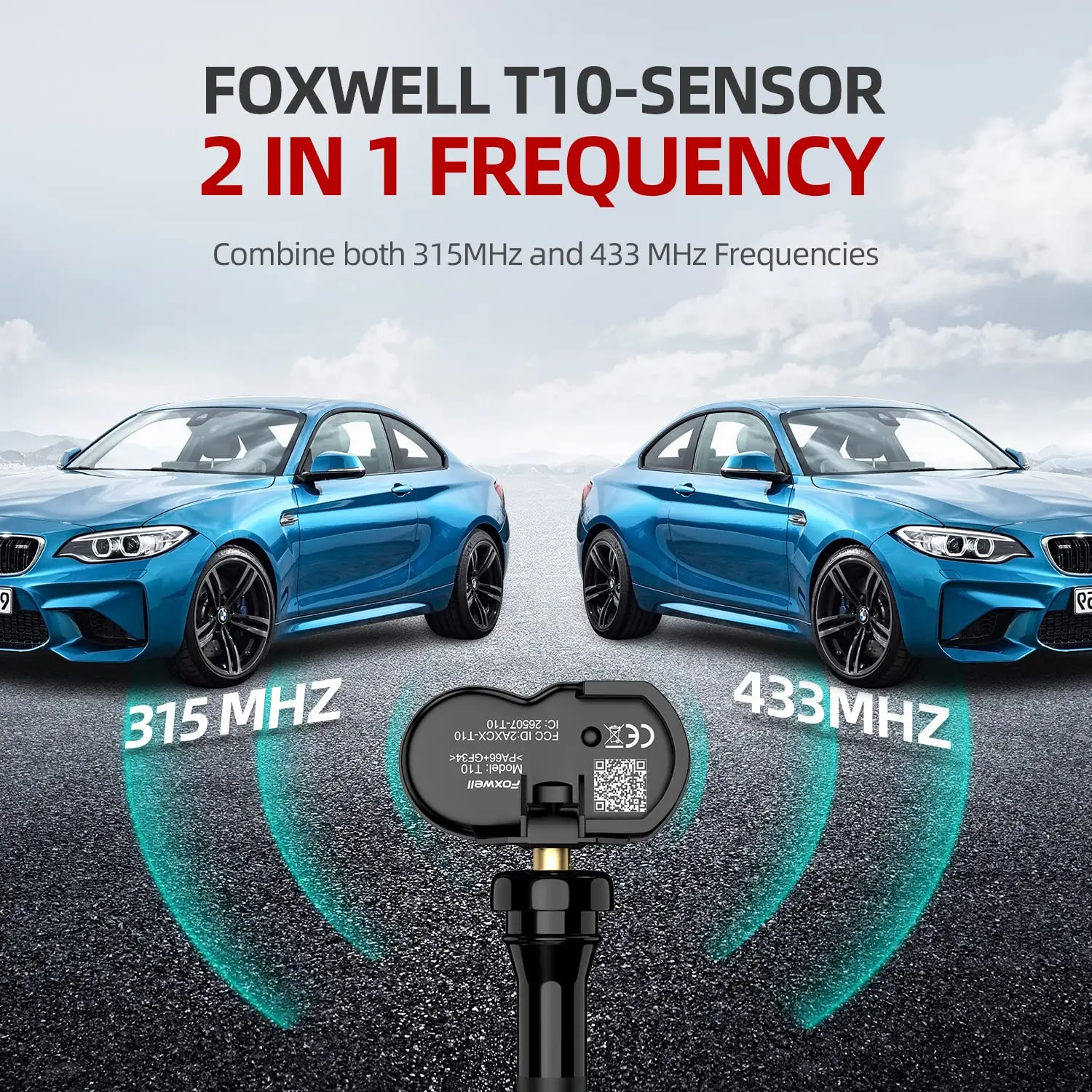 Датчик TPMS Foxwell T10 MX-Sensor 2 в 1 433 МГц 315 OE-уровень универсальный программируемый