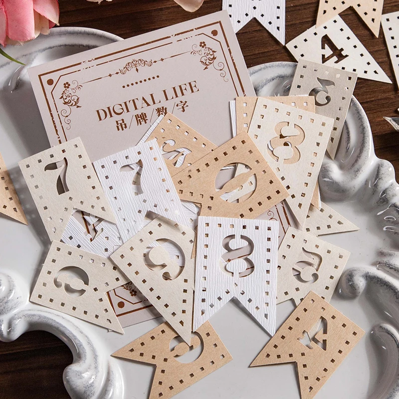

30Pcs Numbers material Paper Digital Hollow base Background Decorative Stationery Figures Scrapbooking Loose Leaf memo 132*85MM